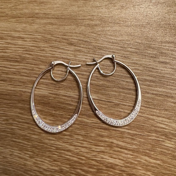 SILVER DIAMOND HOOP - Picture 2 of 2